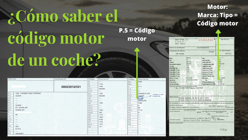 ¿Dónde se encuentra el código de motor en la ficha técnica de un coche?